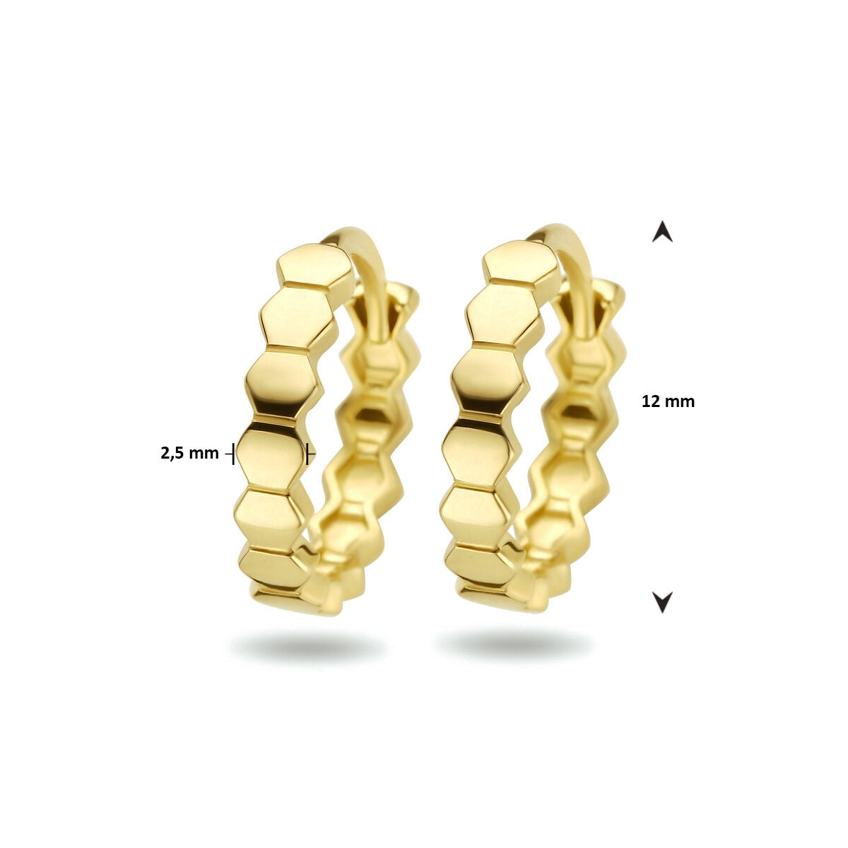 aros hexagonales 14K oro amarillo