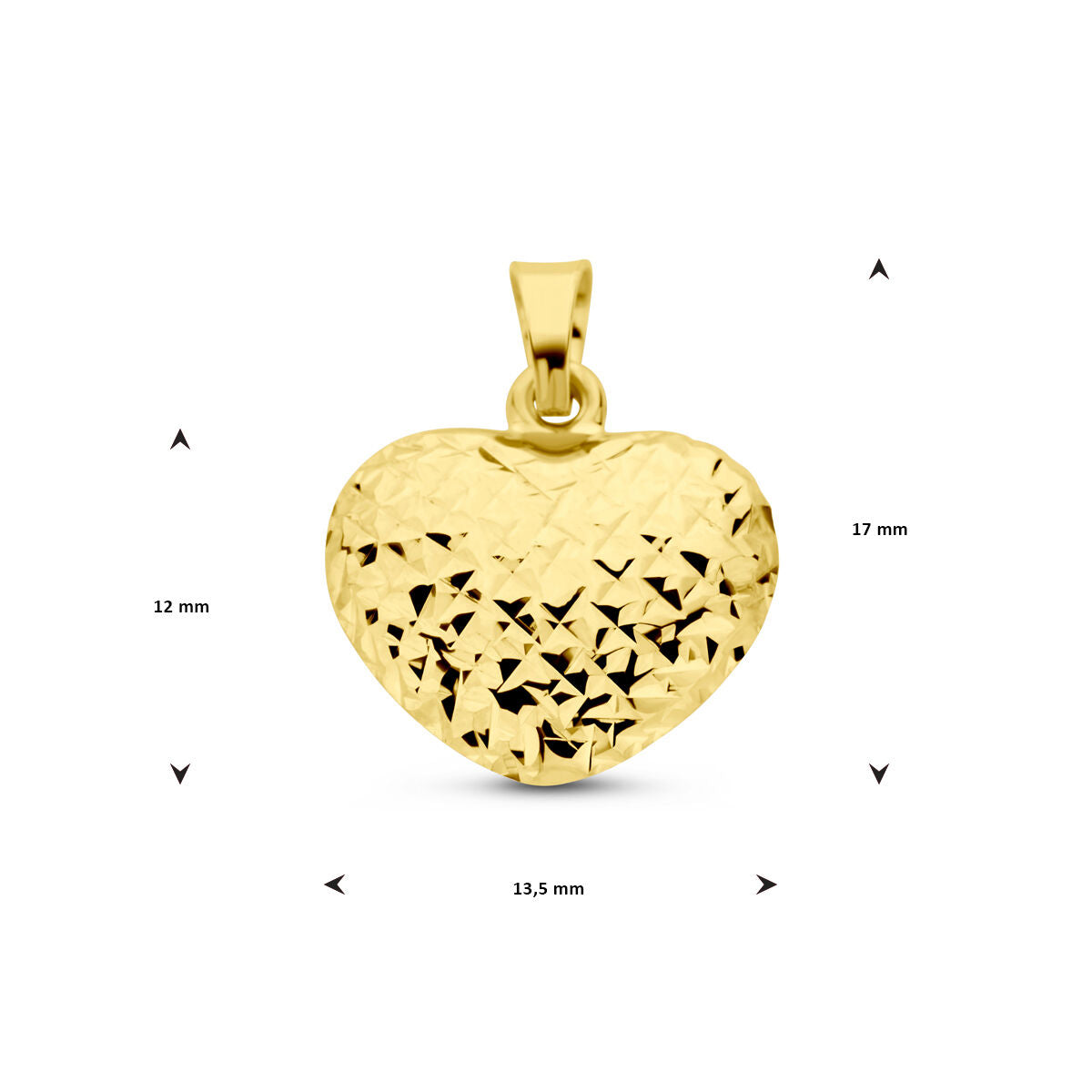 colgante corazón diamantado en oro amarillo de 14K