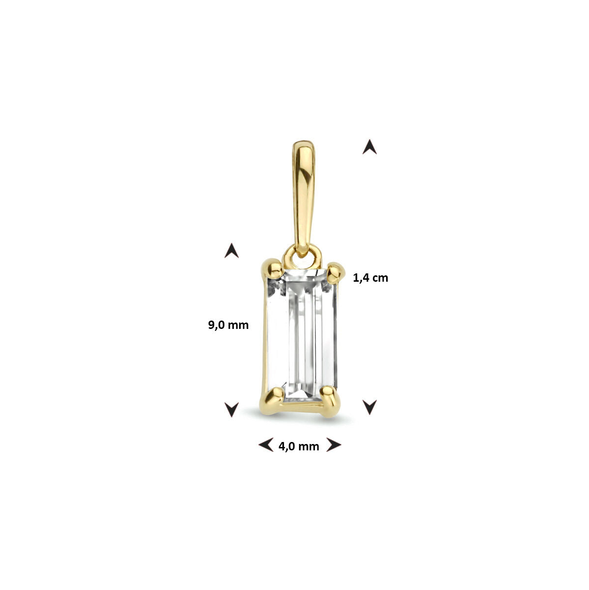 colgante de zirconia en oro amarillo de 14K