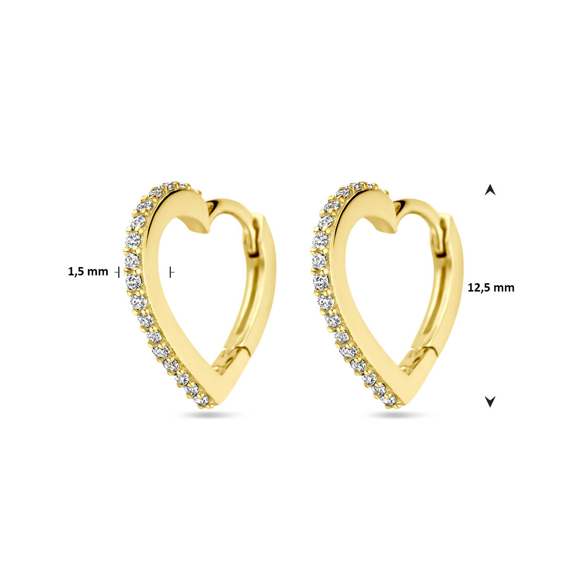 aros corazones circonita 14K oro amarillo