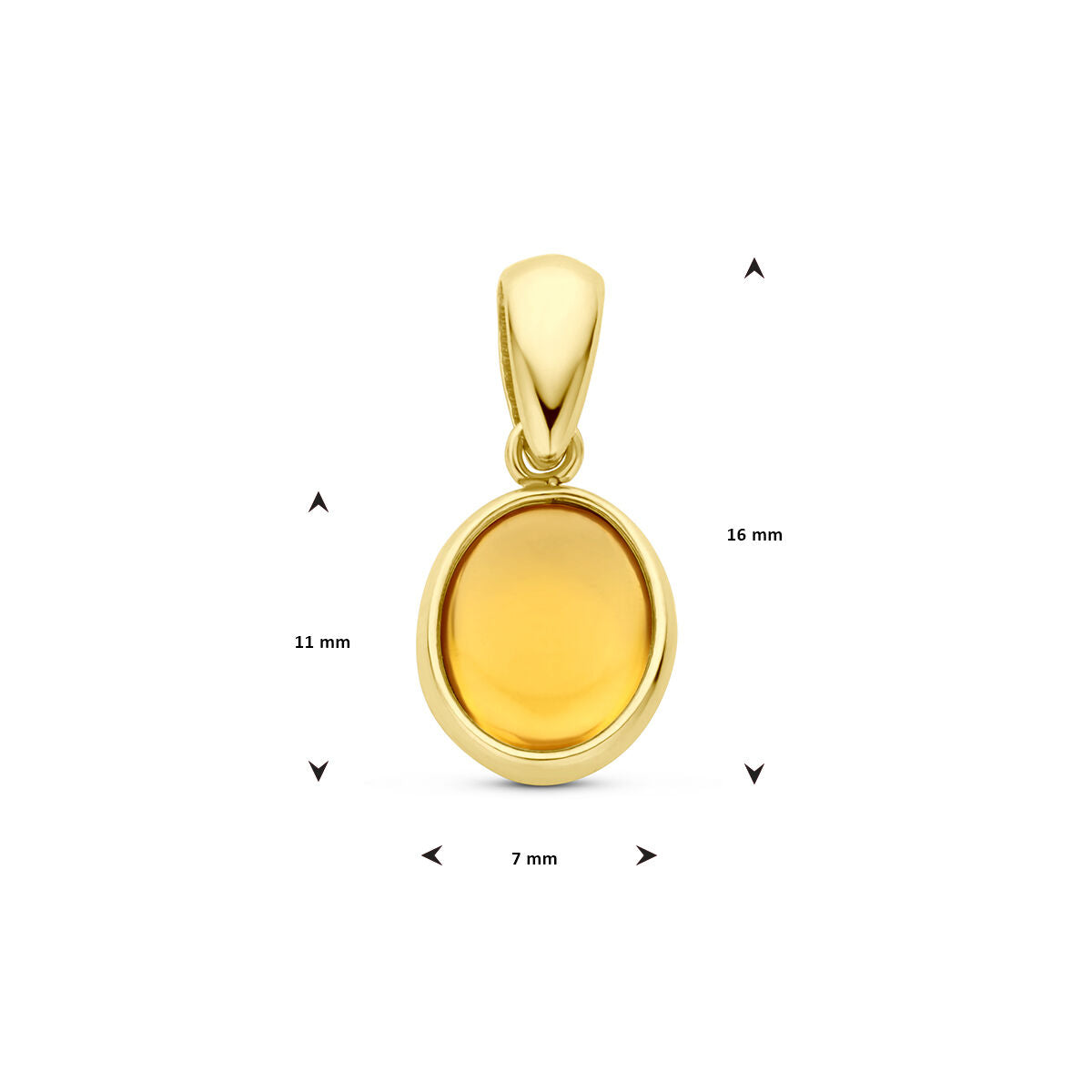 colgante de citrino en oro amarillo de 14K