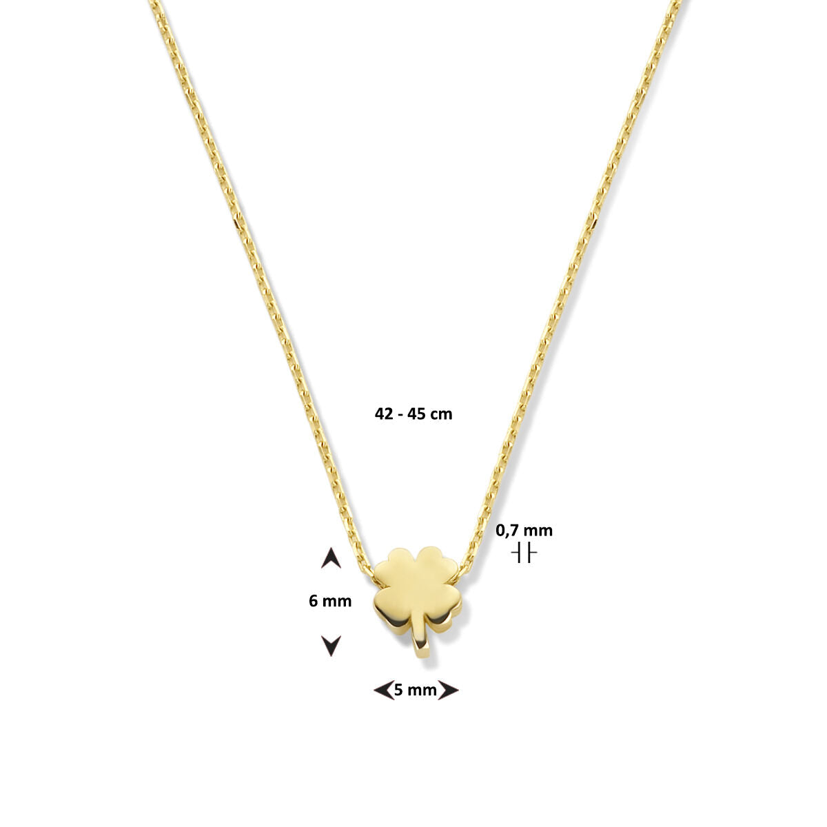 Collar de mujer de oro trébol 14K
