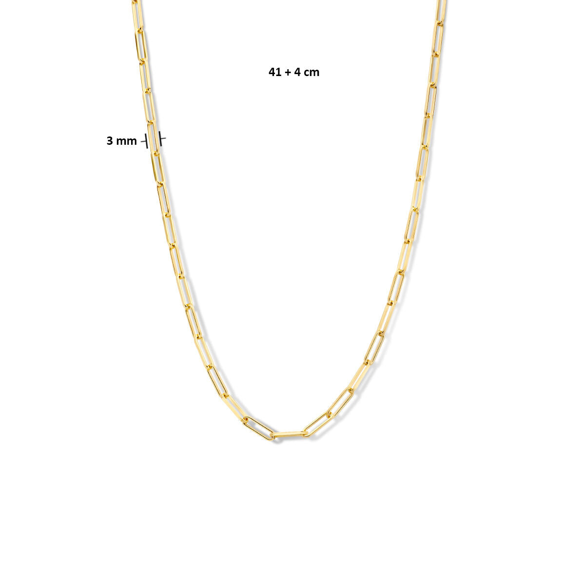 Collar de mujer de plata paperclip tubo cuadrado chapado en oro amarillo