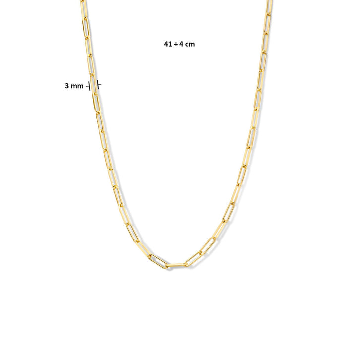 Zilveren ketting dames paperclip vierkante buis micron zilver verguld (geel)