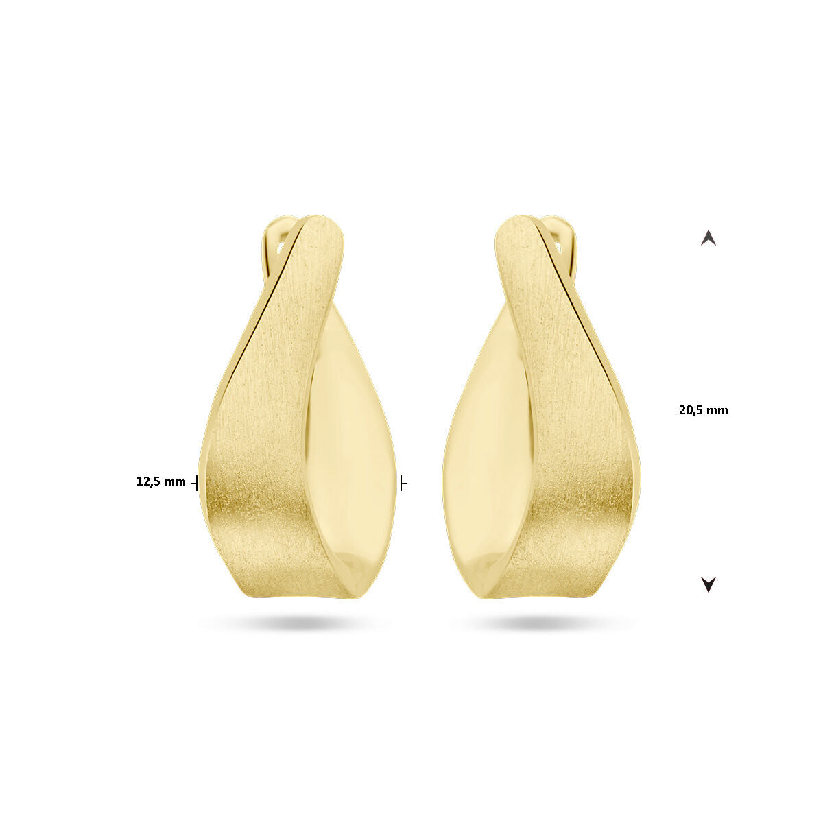 klapoorringen poli/mat 14K geelgoud