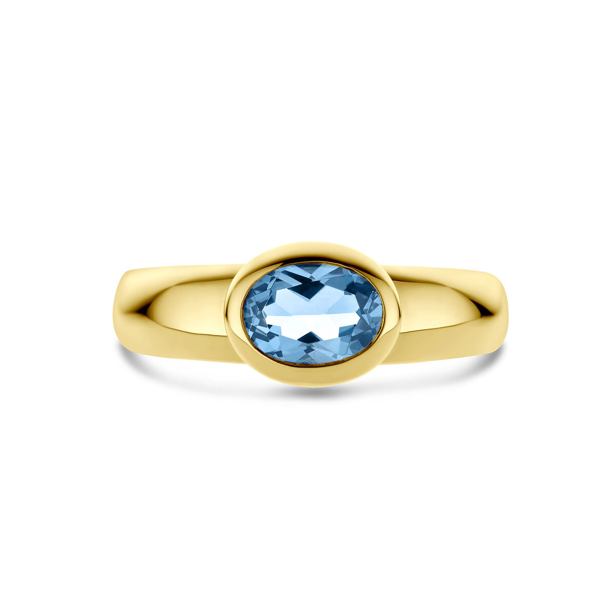 anillo topacio azul de Londres 14K oro amarillo