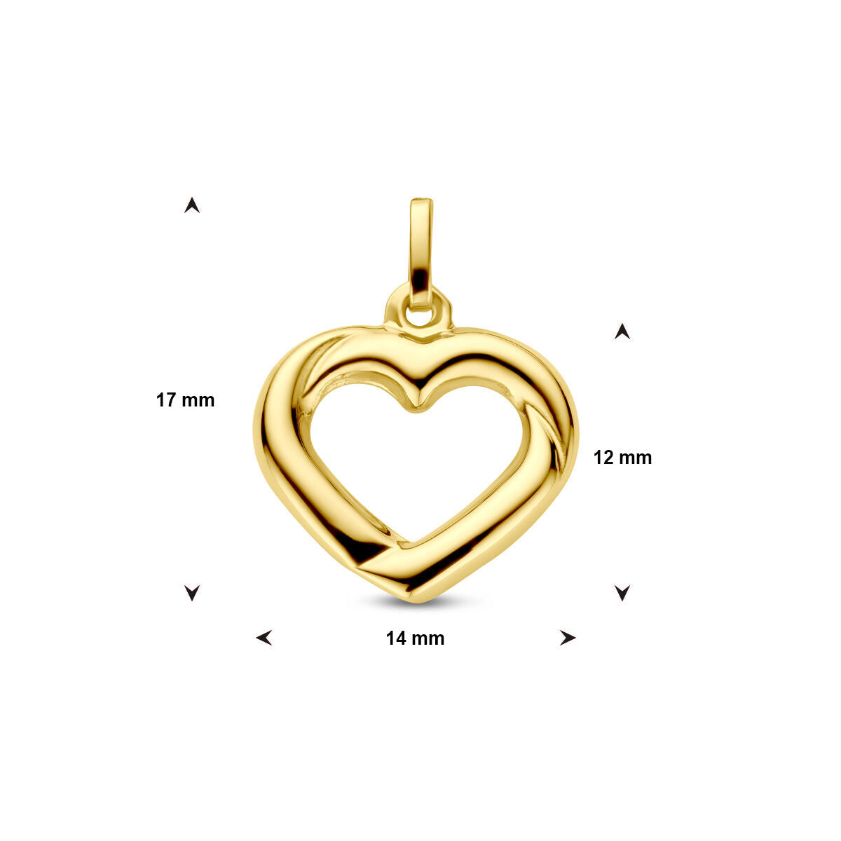 colgante corazón 14K oro amarillo
