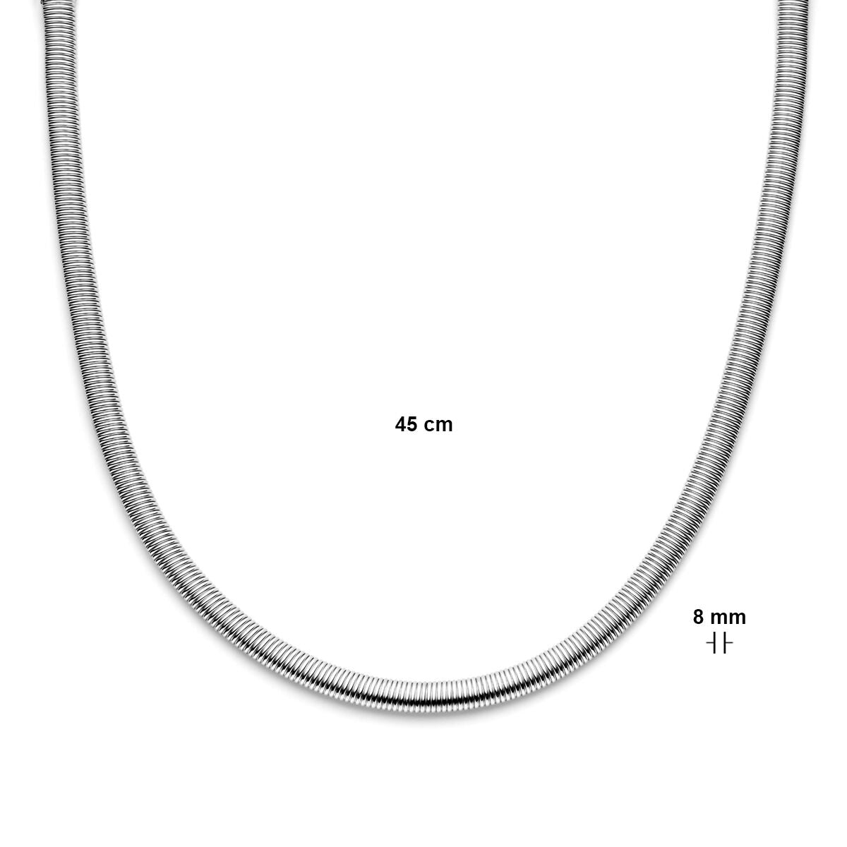 collar 8,0 mm 45 cm con gran cierre de muelle plata rodiado