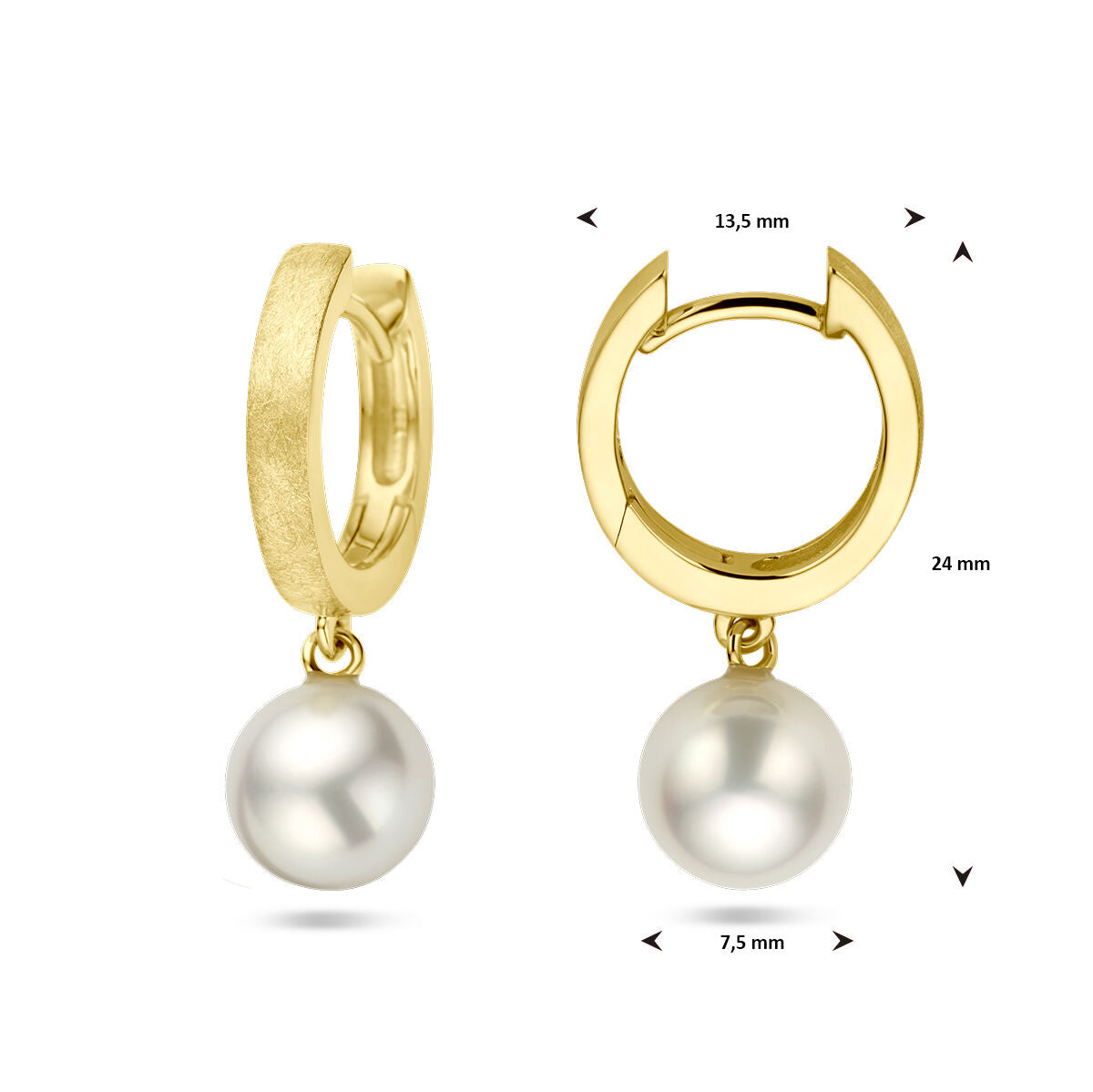 aros perla rayada 14K oro amarillo