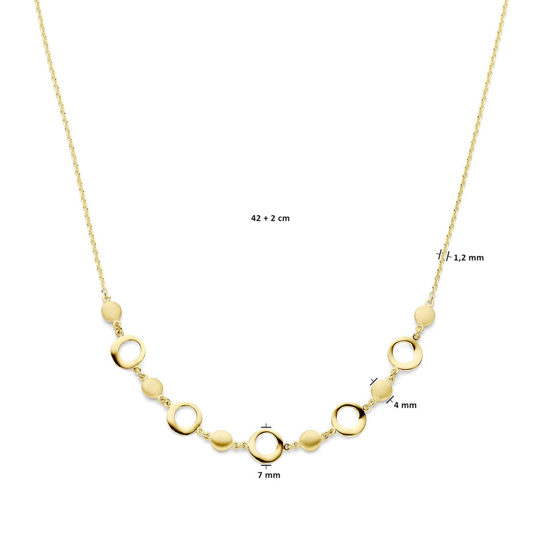 collier 42 + 2 cm poli/mat 14K geelgoud