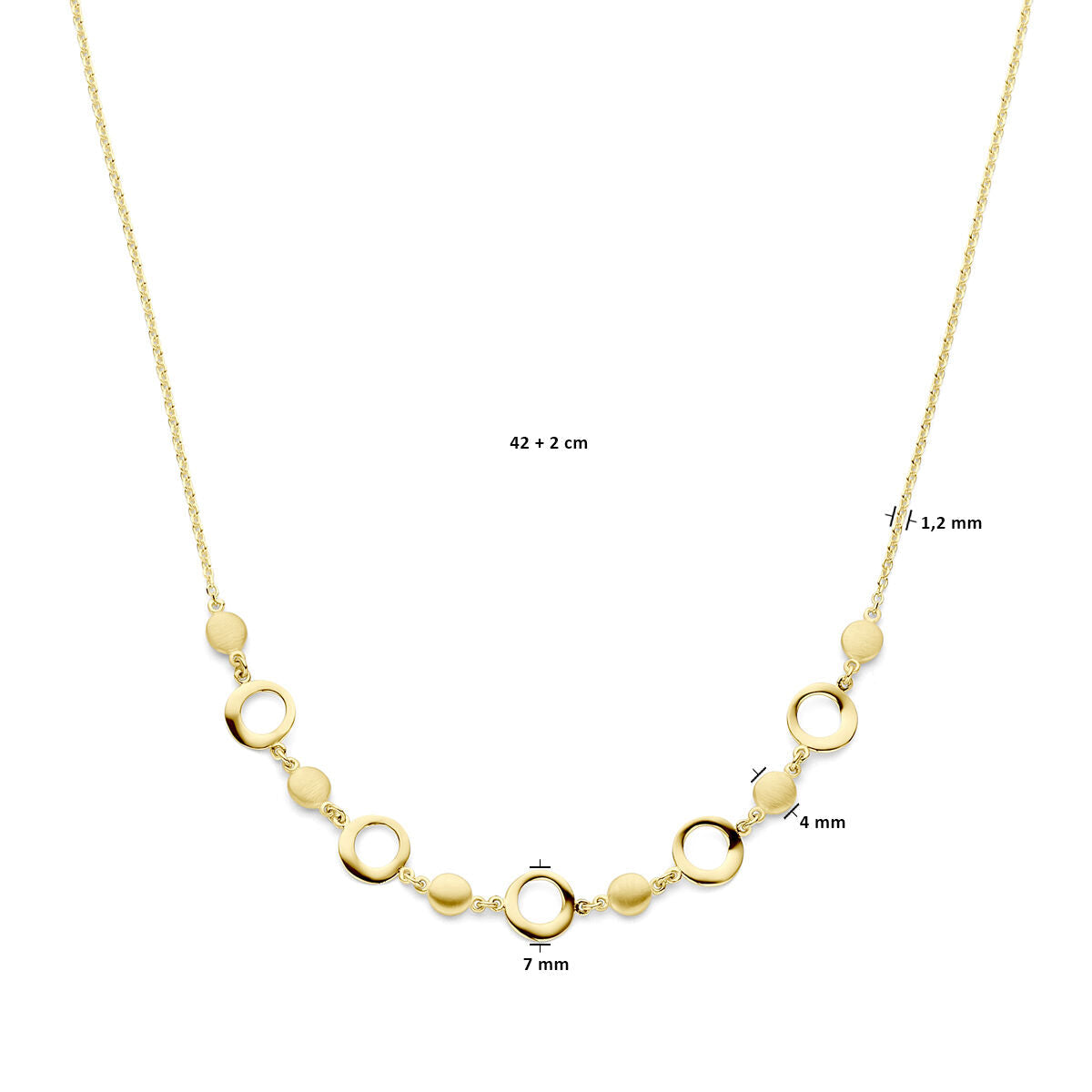 collar 42 + 2 cm poli/mat 14K oro amarillo