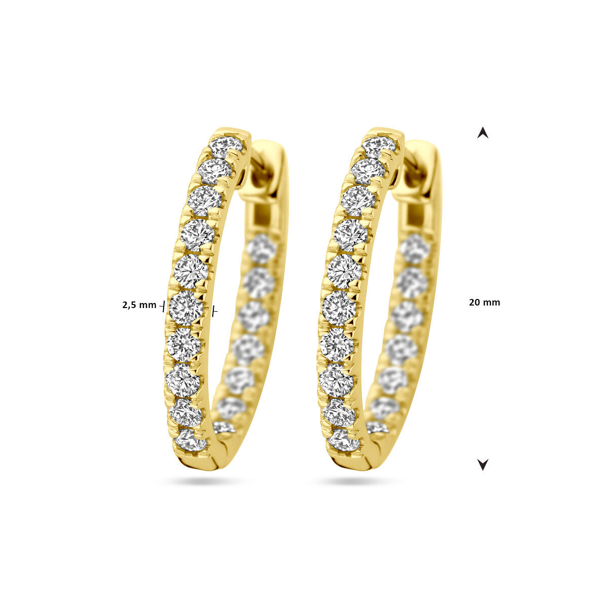 aros con diamante cultivado en laboratorio 0.96ct (2x 0.48ct) h si oro amarillo 14K