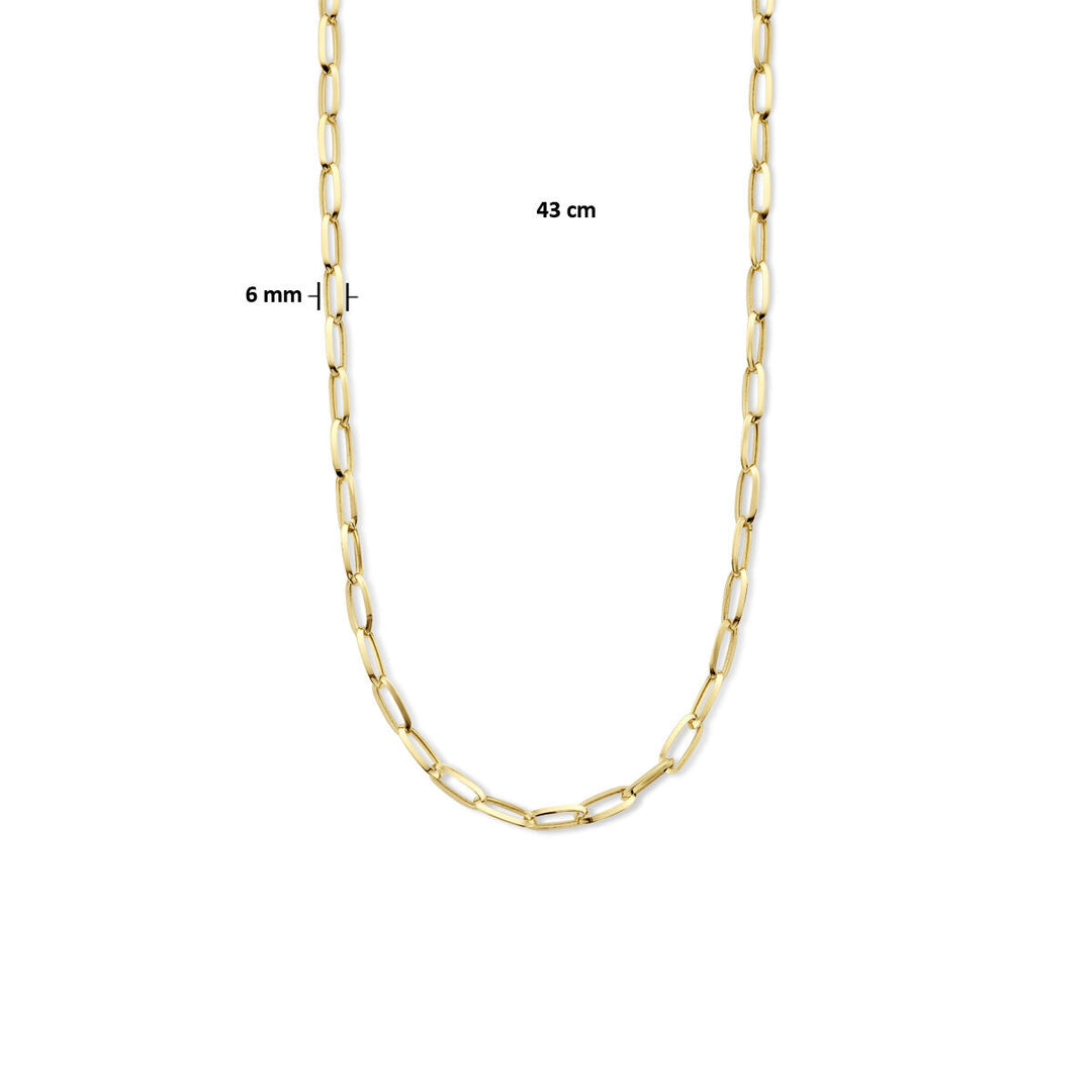 collier paperclip spitse buis 6,0 mm 43 cm 14K geelgoud