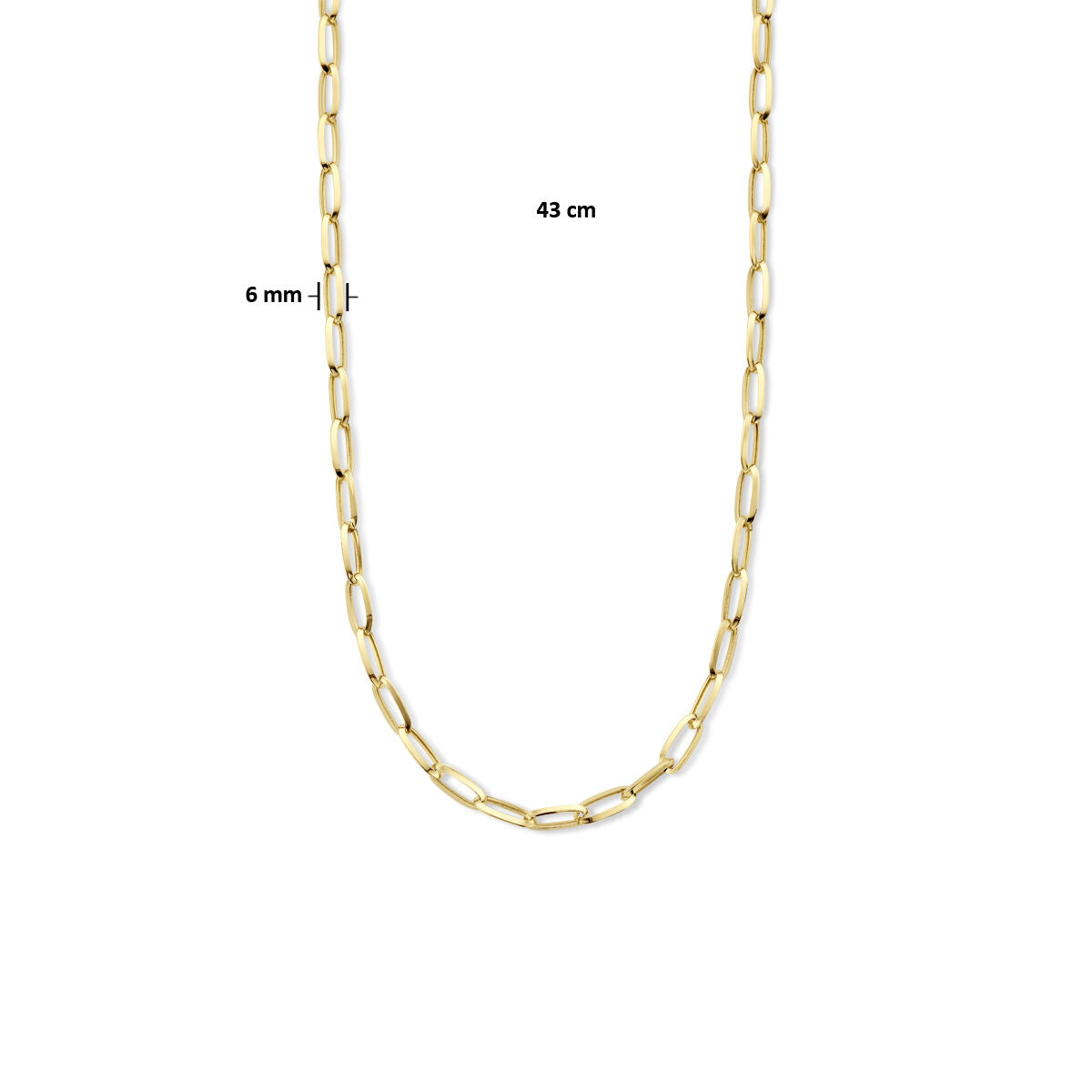 collar paperclip tubo puntiagudo 6,0 mm 43 cm oro amarillo 14K
