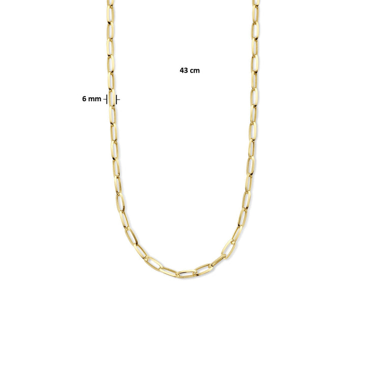 collier paperclip spitse buis 6,0 mm 43 cm 14K geelgoud