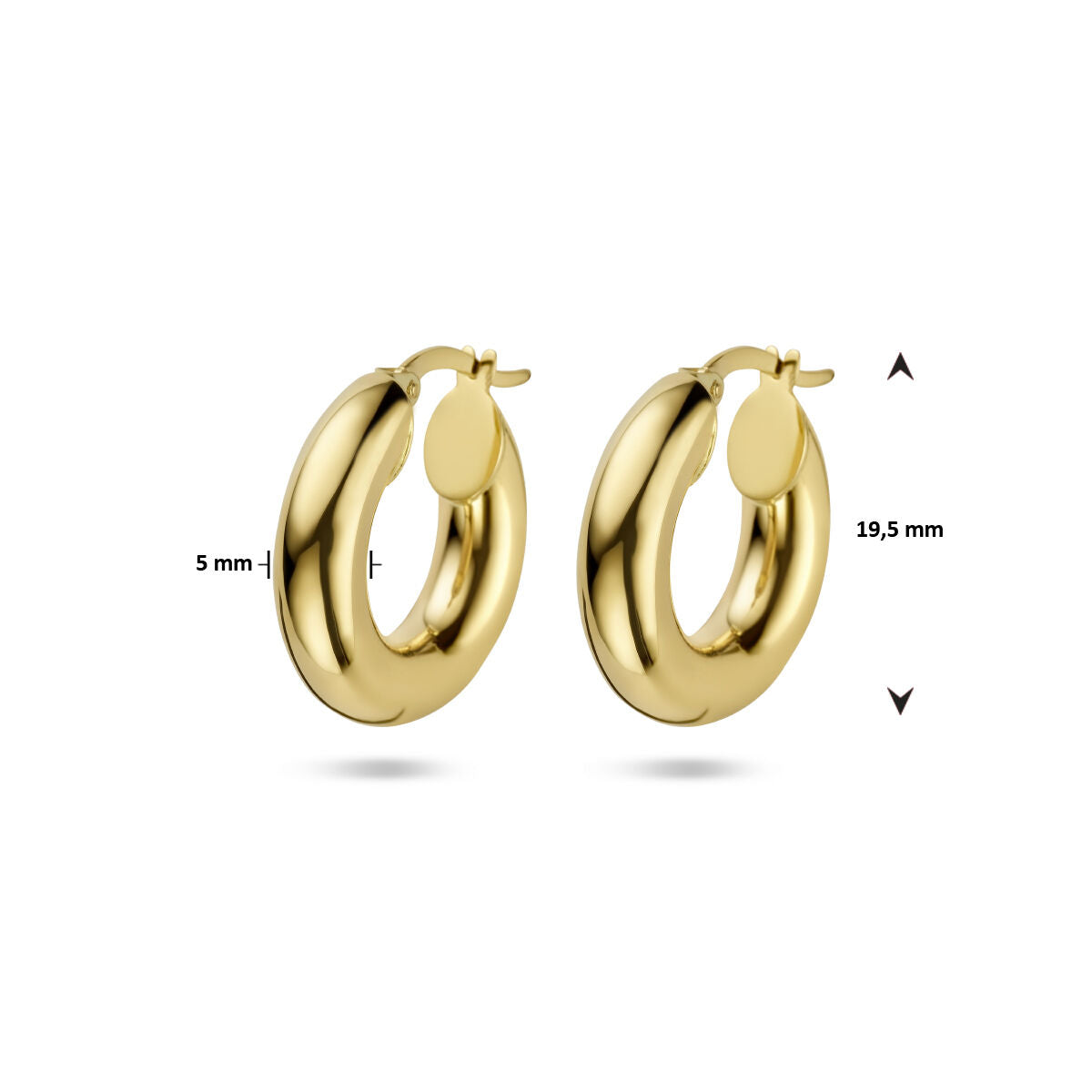 aros 5,0 mm tubo redondo oro amarillo 14K