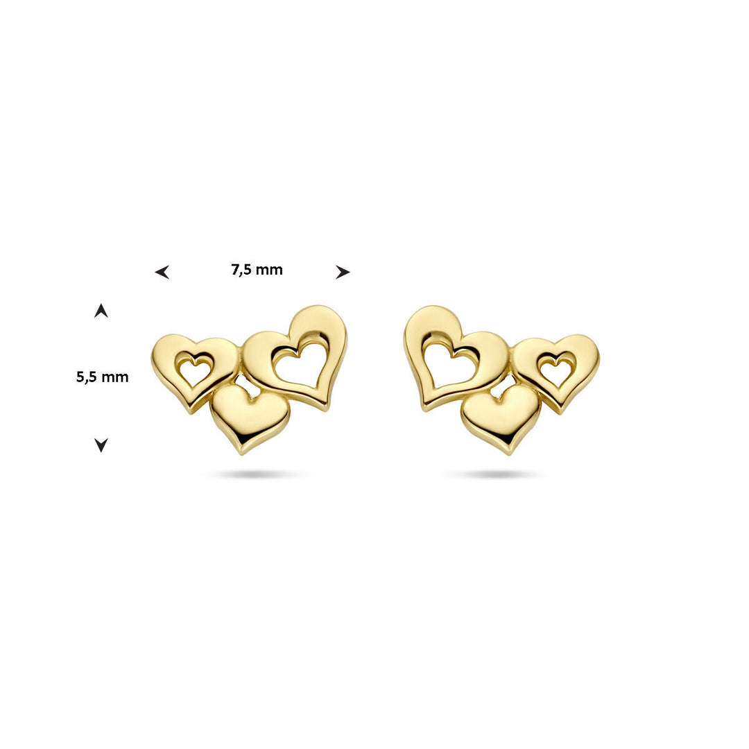 oorknoppen hartjes 14K geelgoud