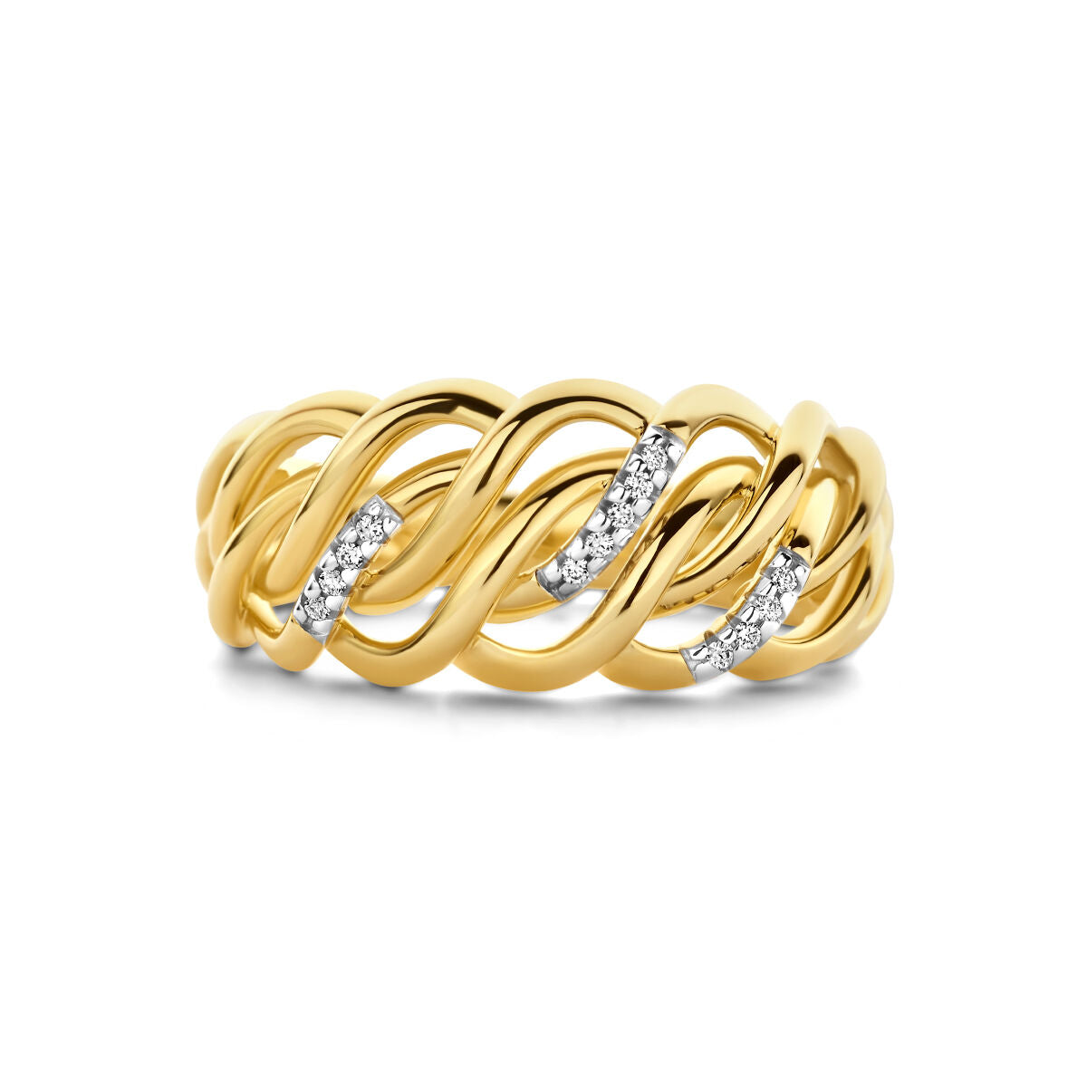 anillo diamante 0.04ct h si 14K oro amarillo