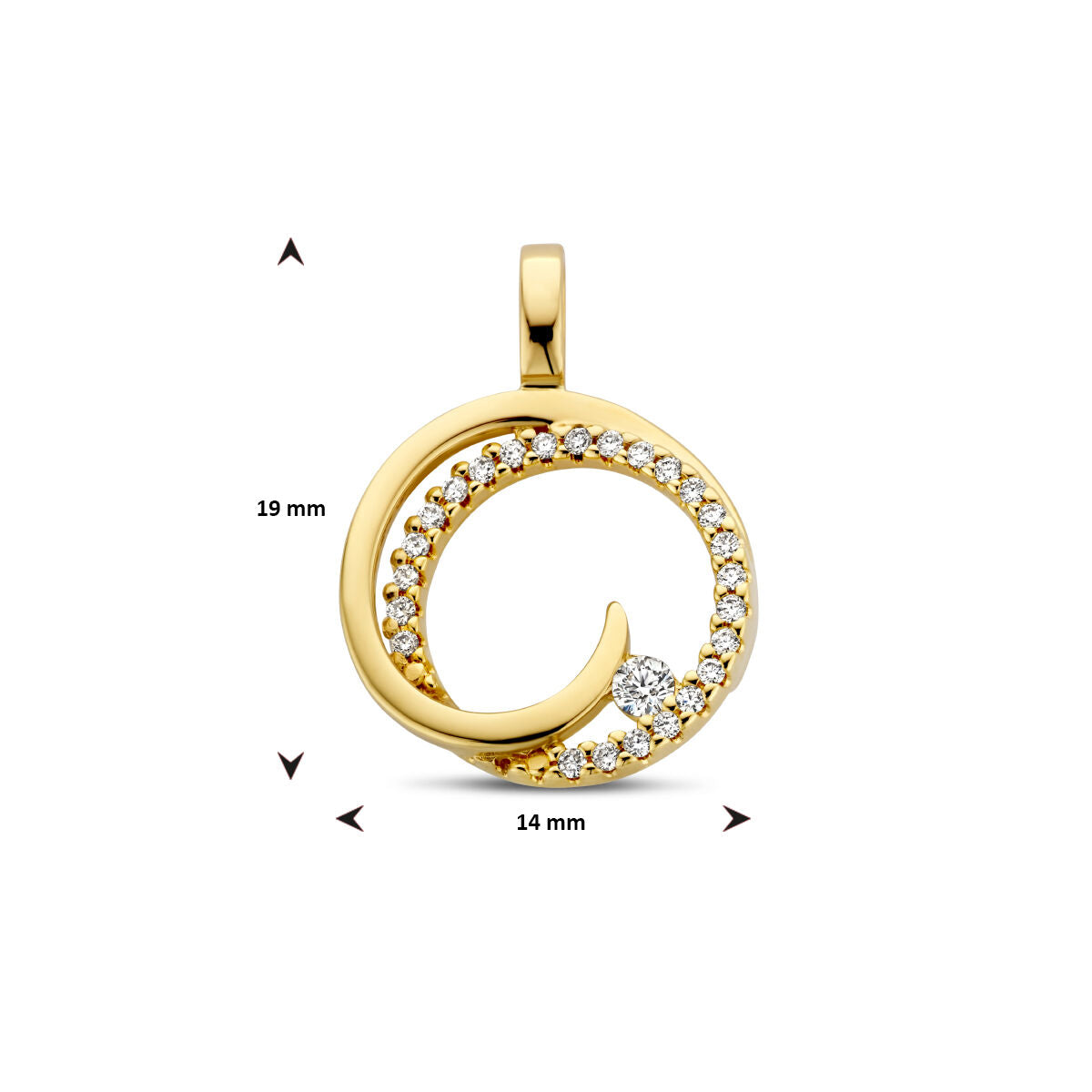 colgante círculo diamante 0.13ct h si oro amarillo 14K