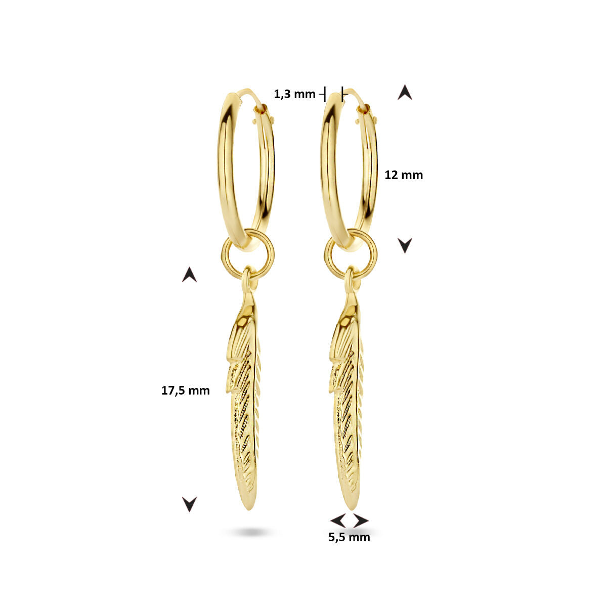 aros de resorte en oro amarillo de 14K