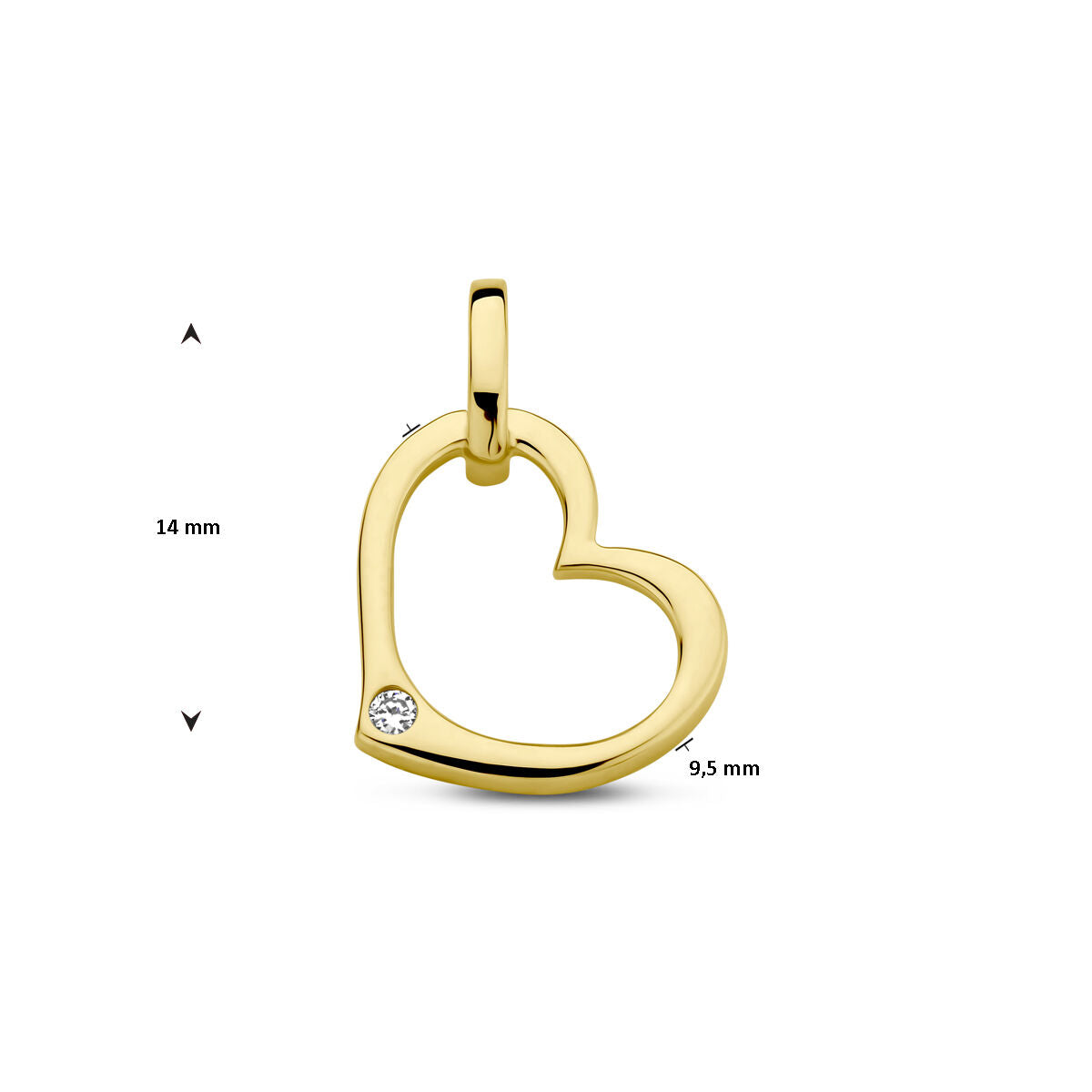 colgante corazón y diamante 0.01ct h p1 14K oro amarillo