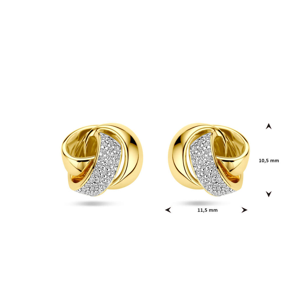 oorknoppen knoop diamant 0.19ct (2x 0.095ct) h si 14K geelgoud