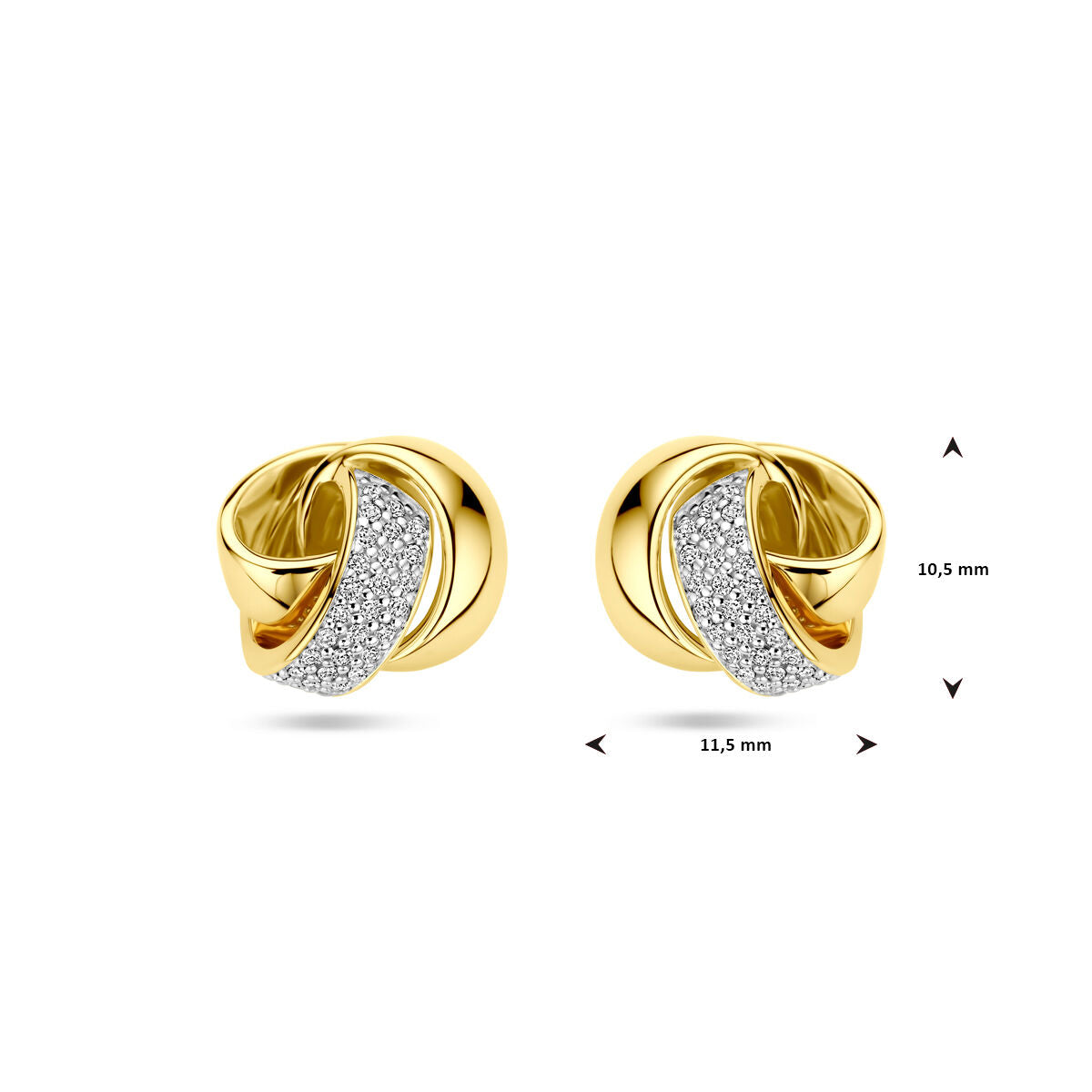 pendientes de botón diamante 0.19ct (2x 0.095ct) h si 14K oro amarillo