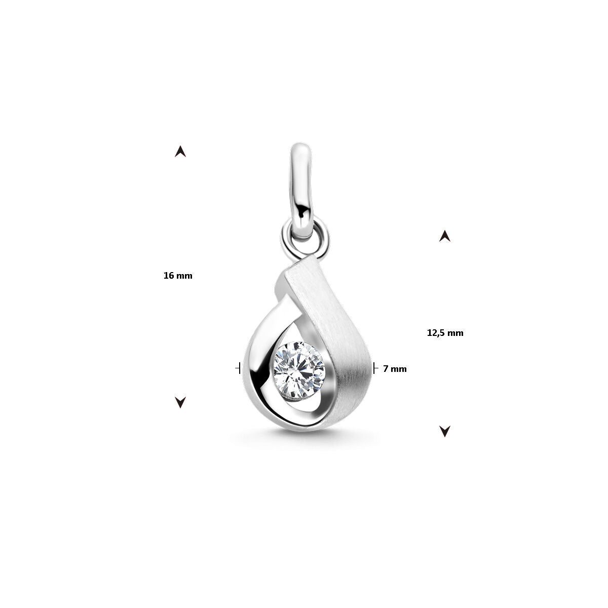 colgante de zirconia poli/mate plata rodiada