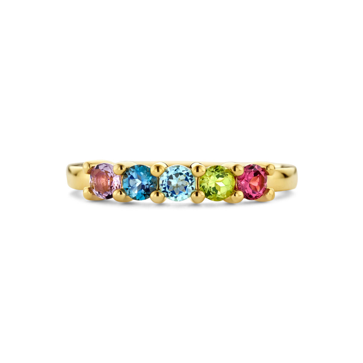 anillo de piedras naturales 14K oro amarillo