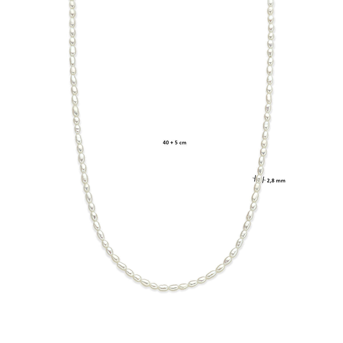 Collar de mujer de plata con perlas rodiadas