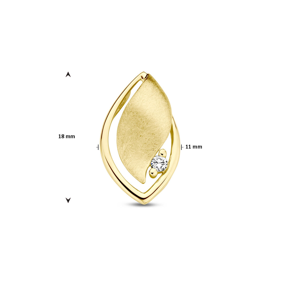 colgante poli/mate diamante 0.04ct h si oro amarillo 14K