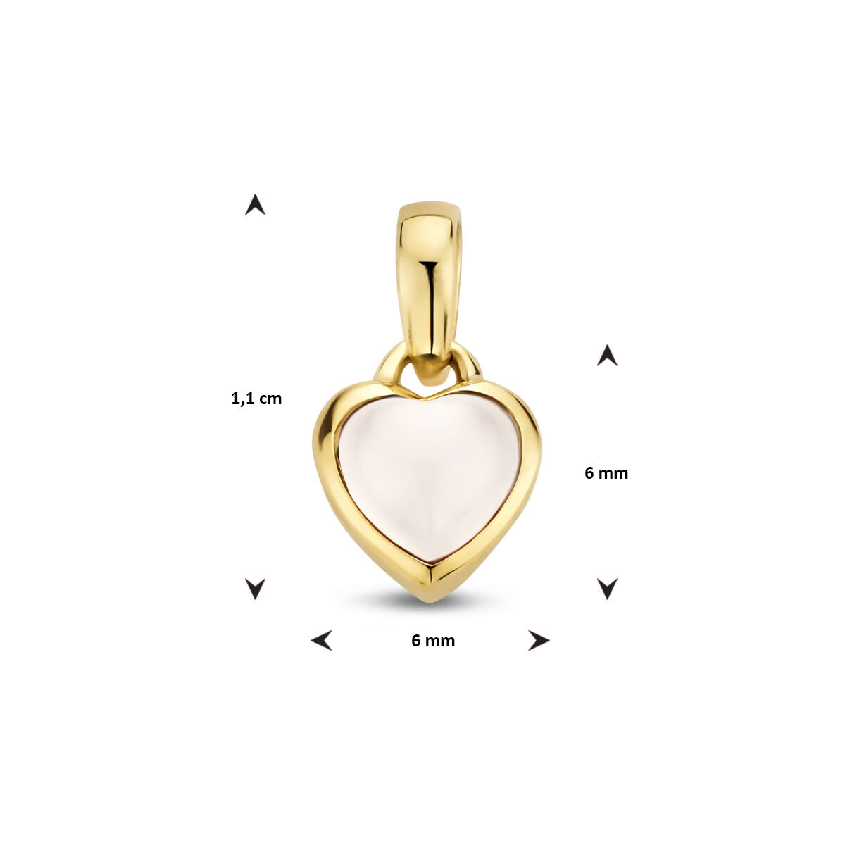 colgante corazón de piedra lunar 14K oro amarillo