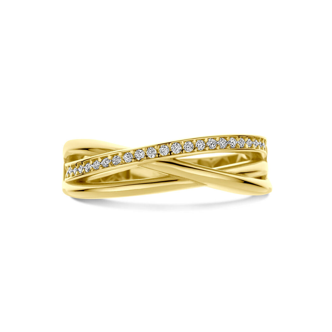 Geelgouden ring zirkonia 14K gedraaid