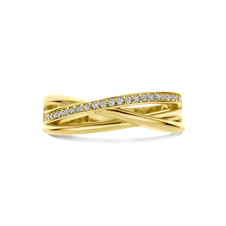 Geelgouden ring zirkonia 14K gedraaid