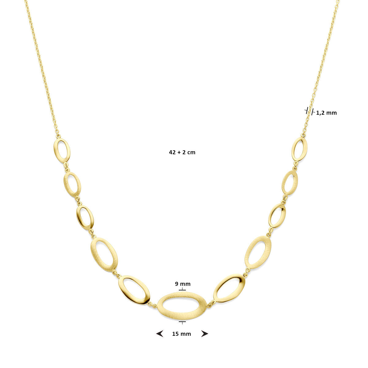 collar 42 + 2 cm poli/mat 14K oro amarillo