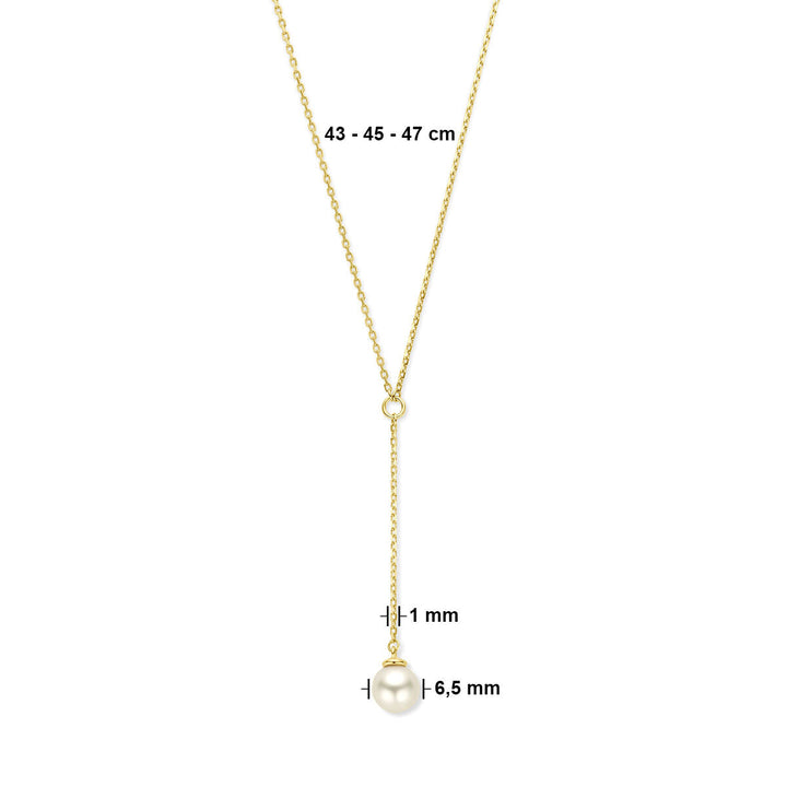 Y-collier parel 14K geelgoud
