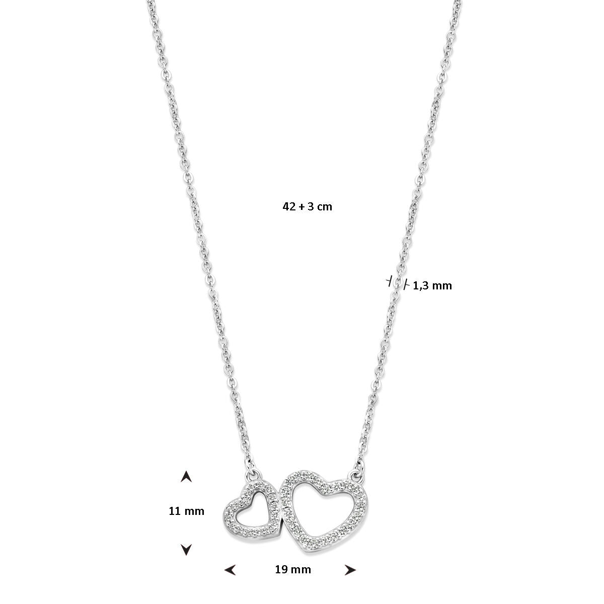 Collar de mujer plata corazones zirconia rodiado