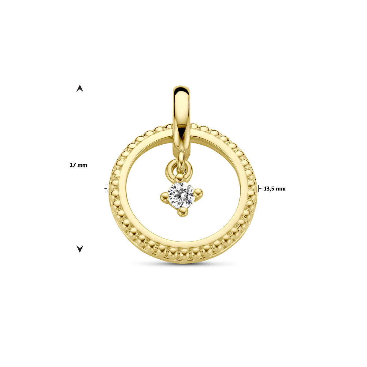 colgante círculo diamante 0.06ct h si oro amarillo 14K