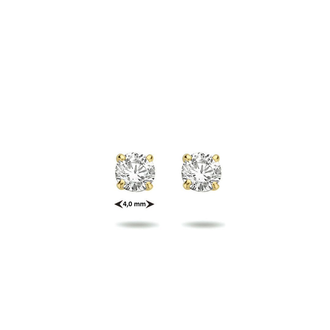 oorknoppen zirkonia 14K geelgoud