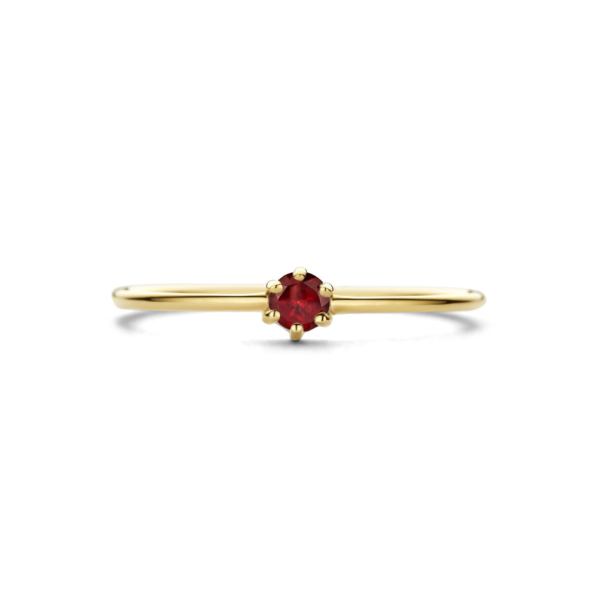 anillo con piedra de nacimiento granate enero 14K oro amarillo