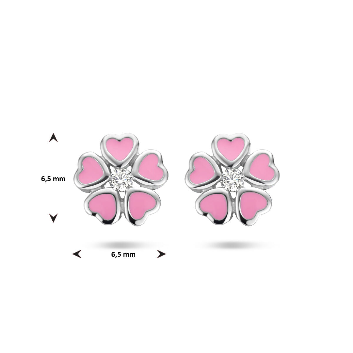 pendientes de botón flor circonita plata rodiada