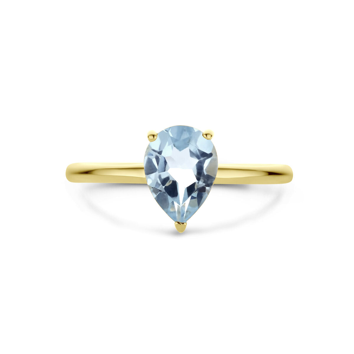 anillo topacio azul 14K oro amarillo