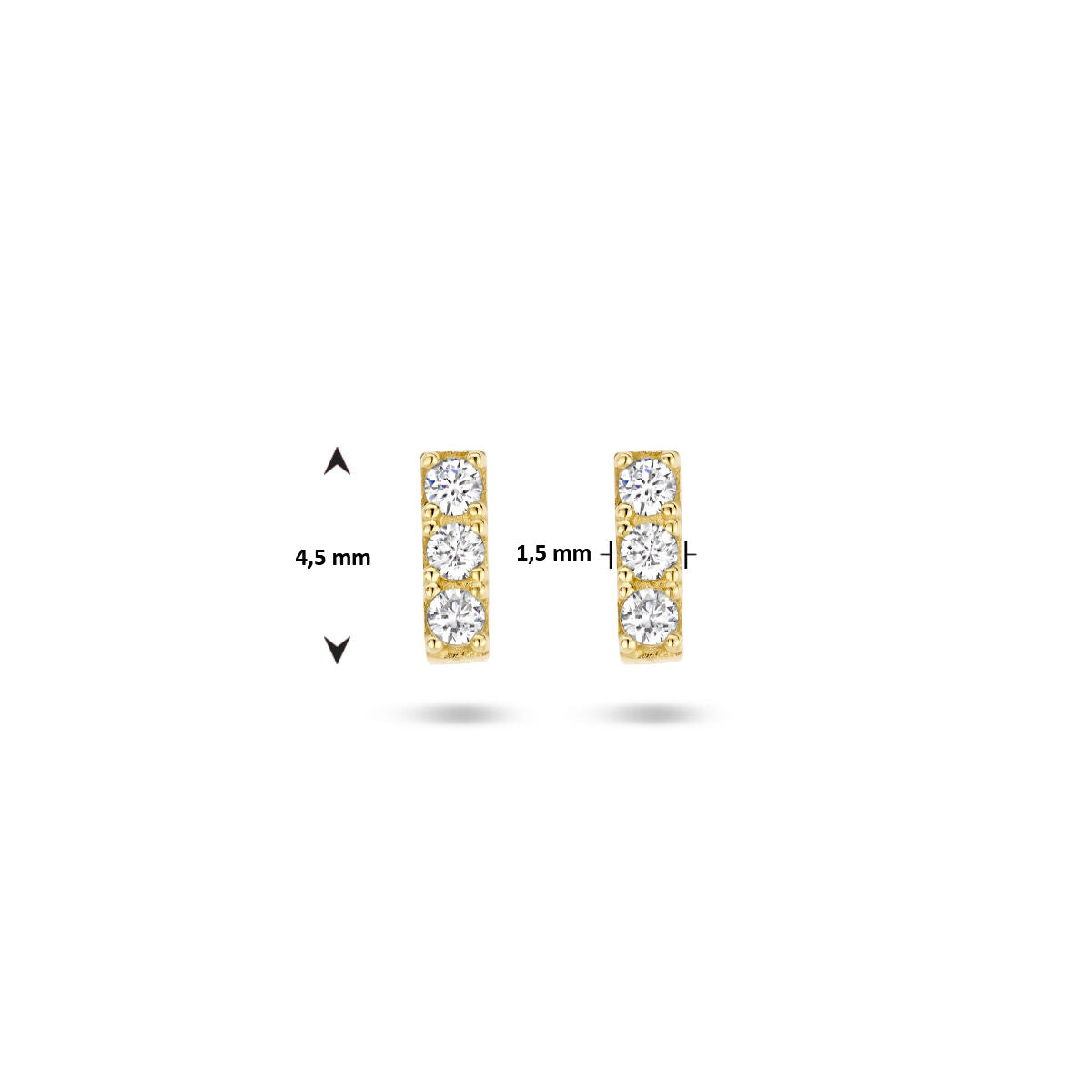 pendientes de botón zirconia 14K oro amarillo