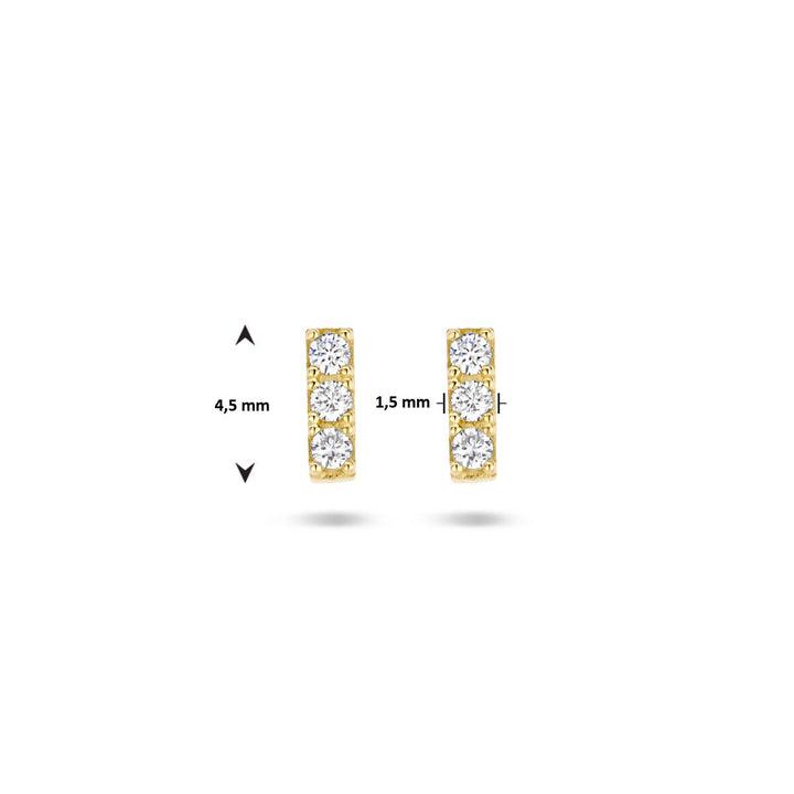oorknoppen zirkonia 14K geelgoud