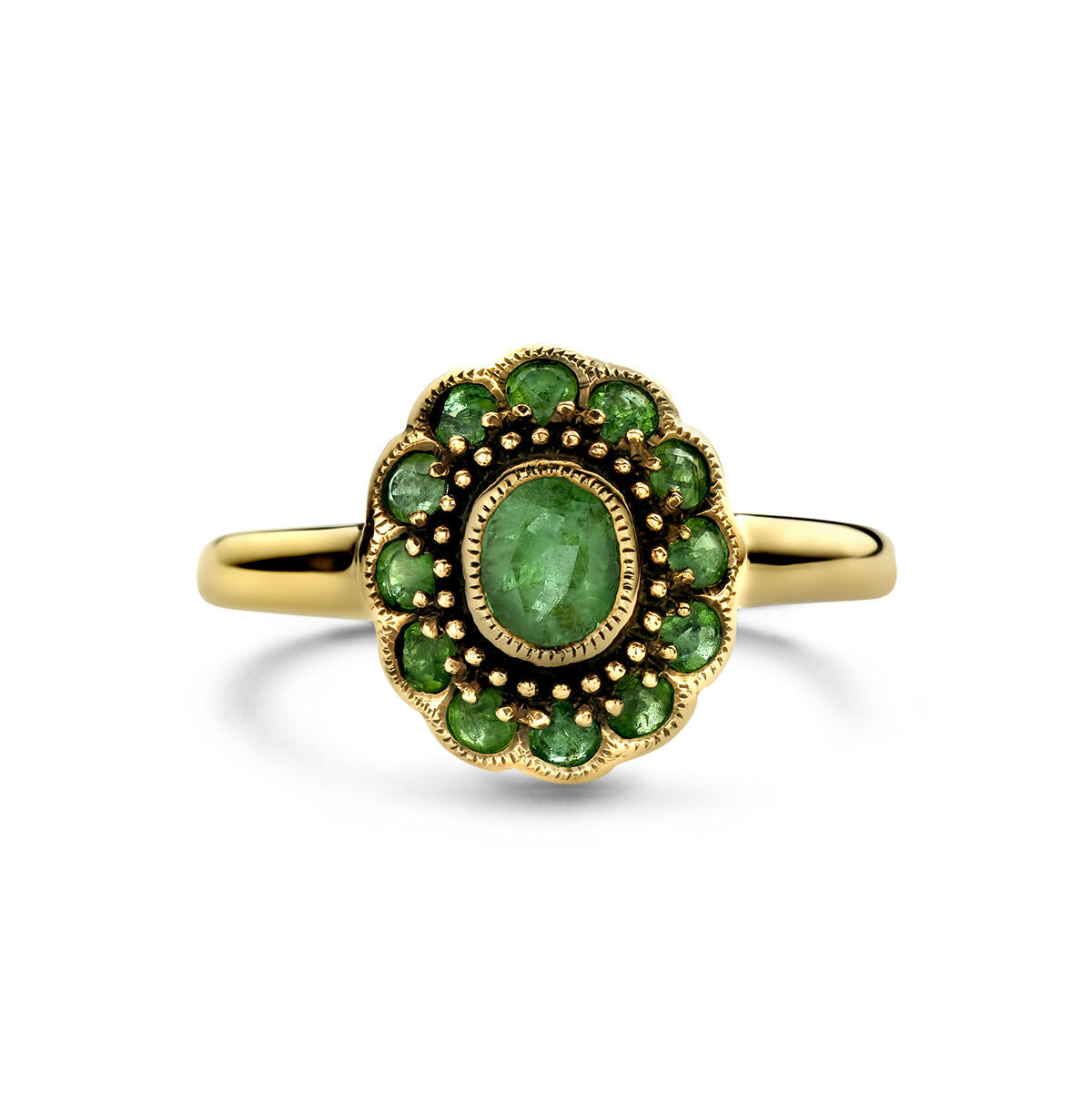anillo esmeralda 14K oro amarillo