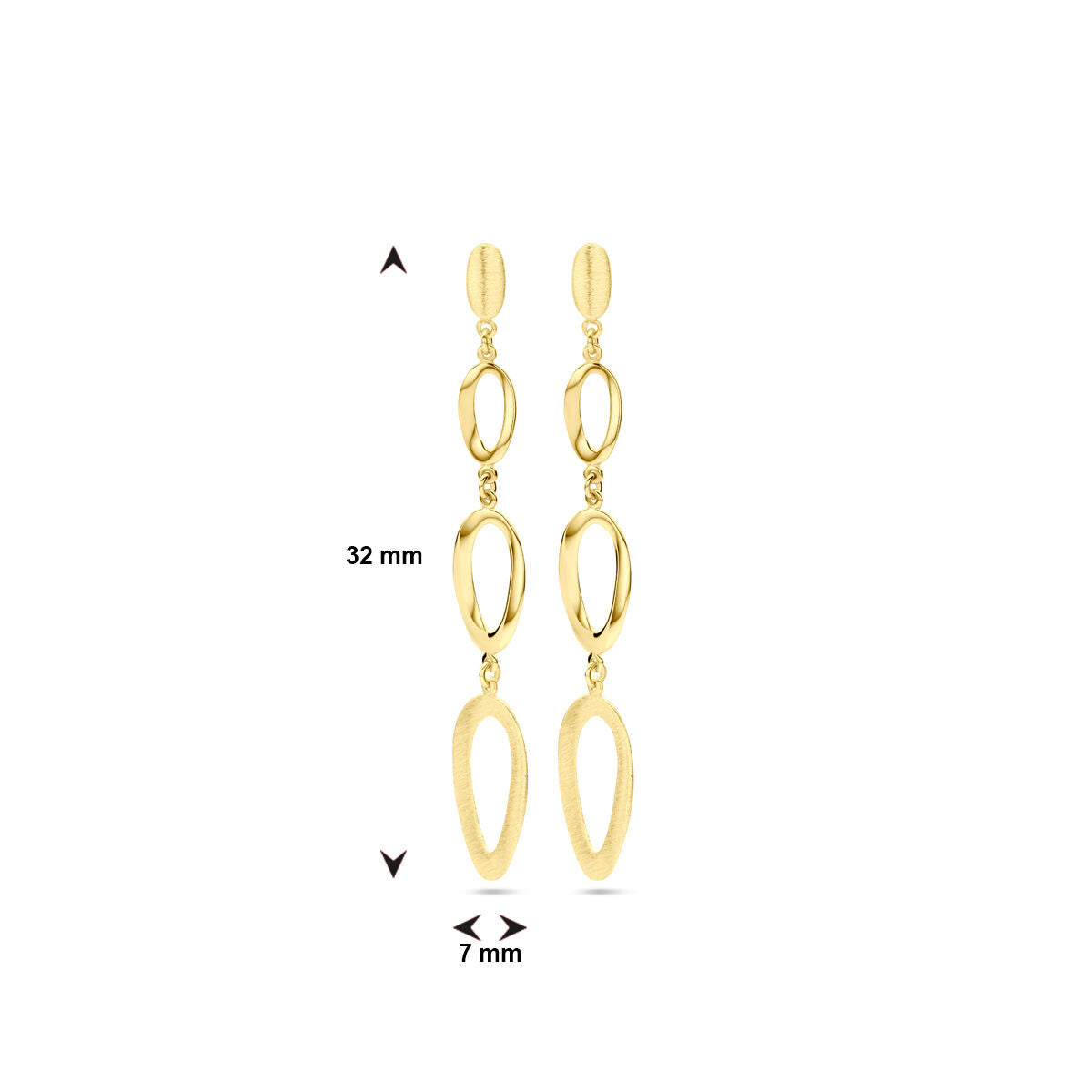 pendientes poli/mat 14K oro amarillo