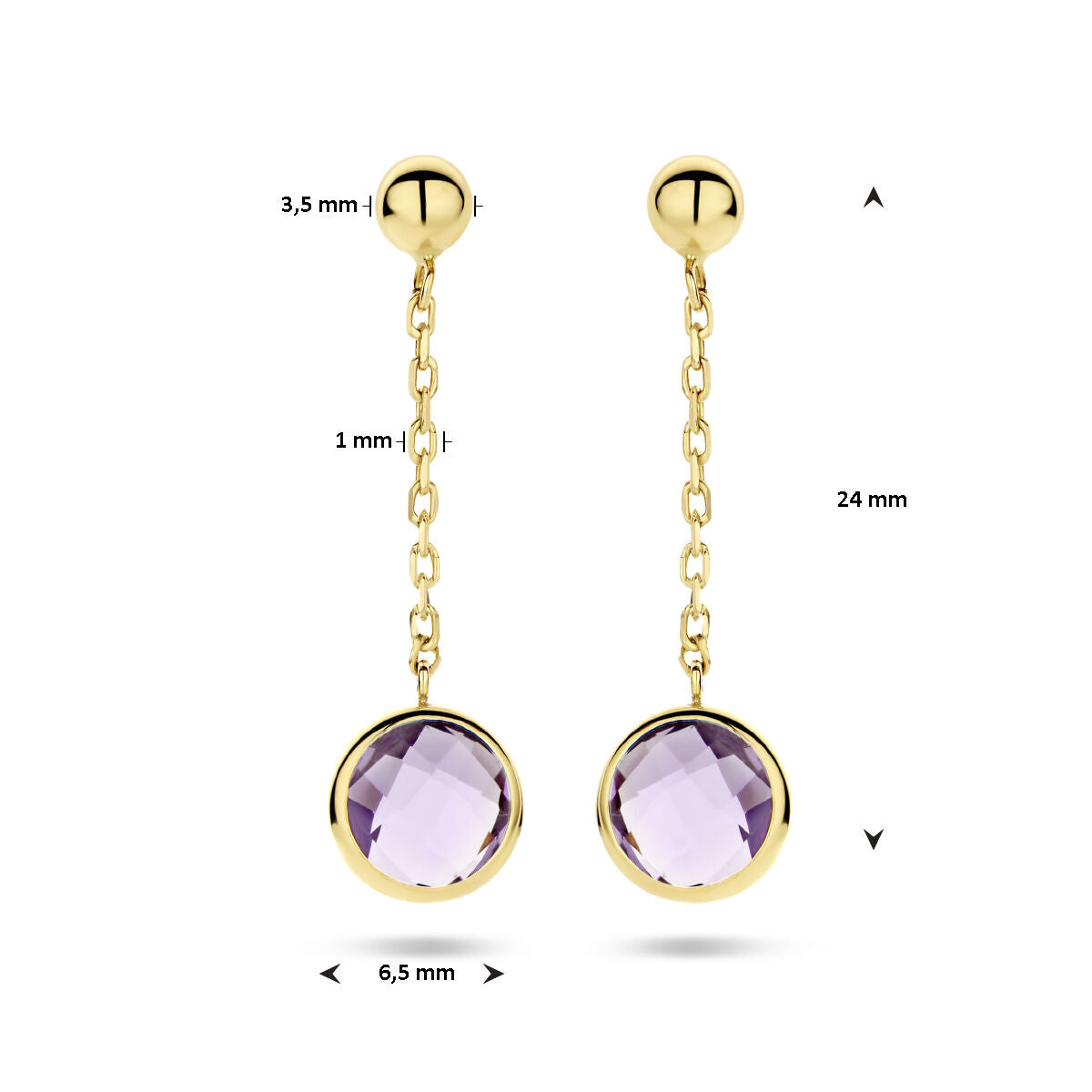 pendientes de amatista 14K oro amarillo