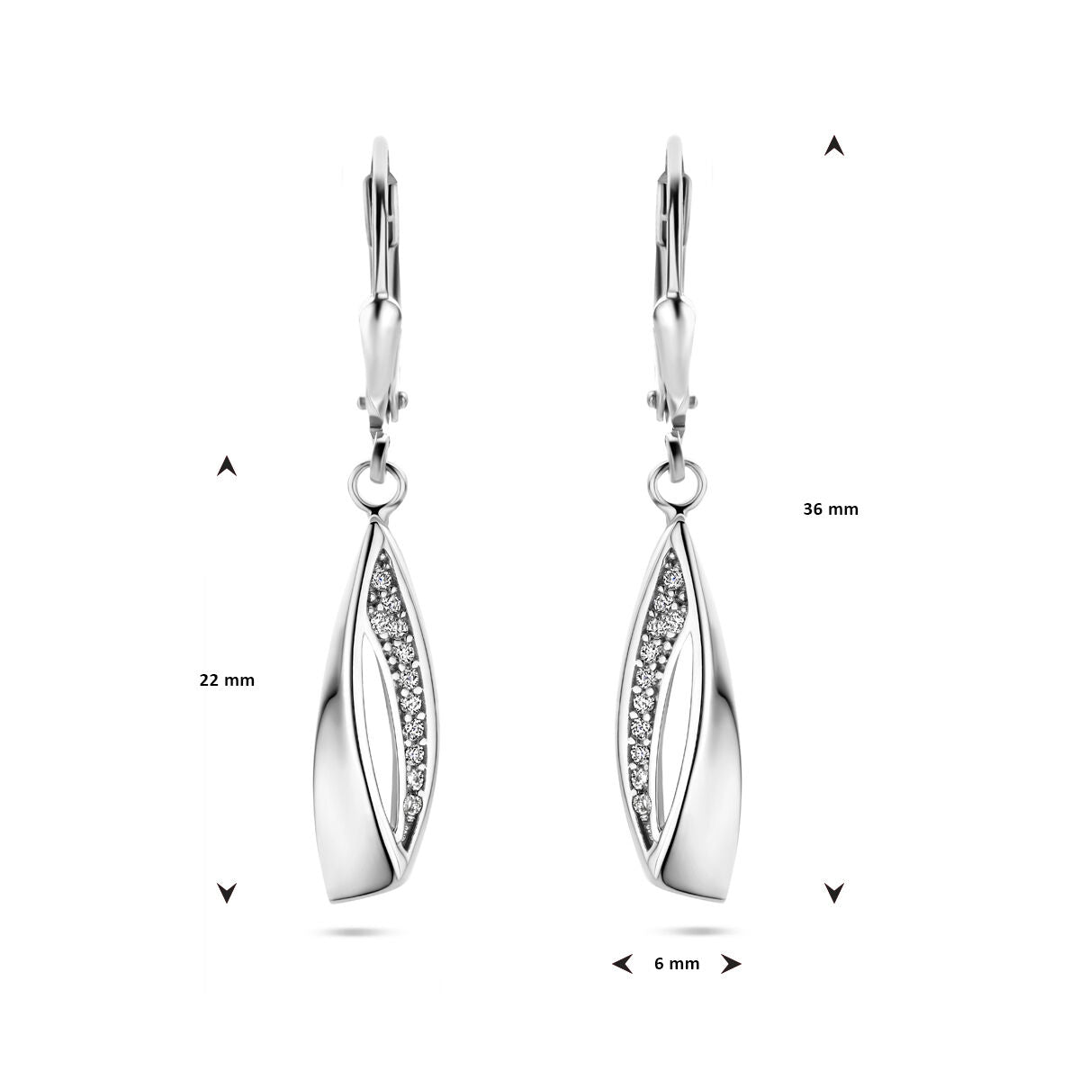 pendientes de zircón brisur gancho plata rodiada