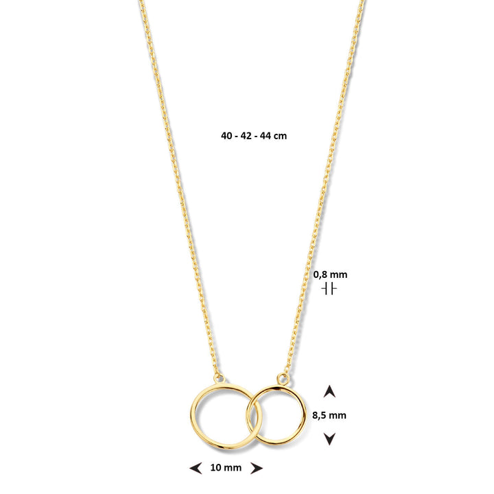 Gouden dames ketting rondjes 14K