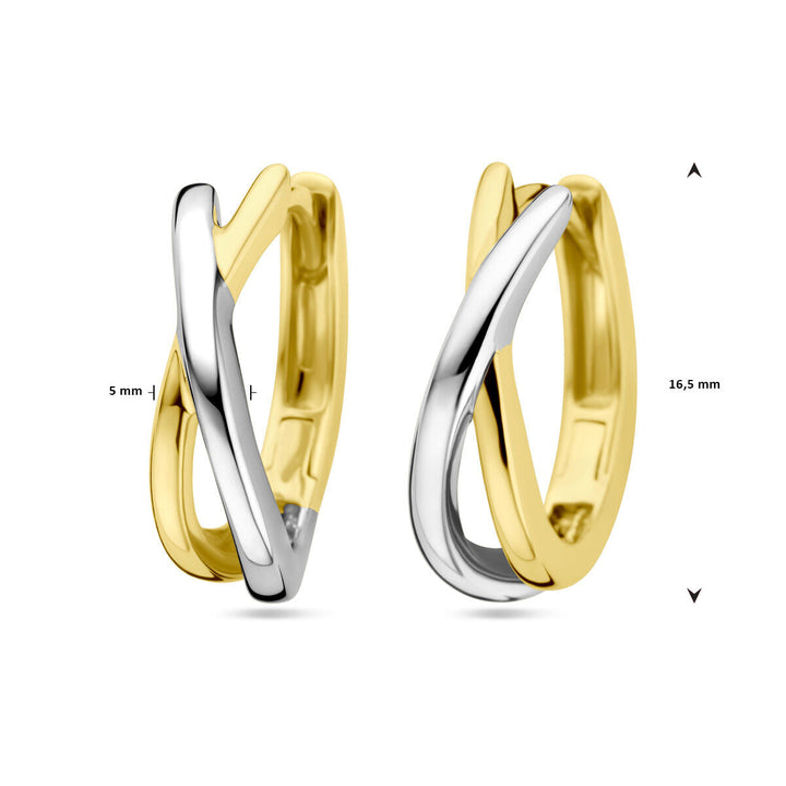 klapoorringen 14K bicolor goud geel/wit